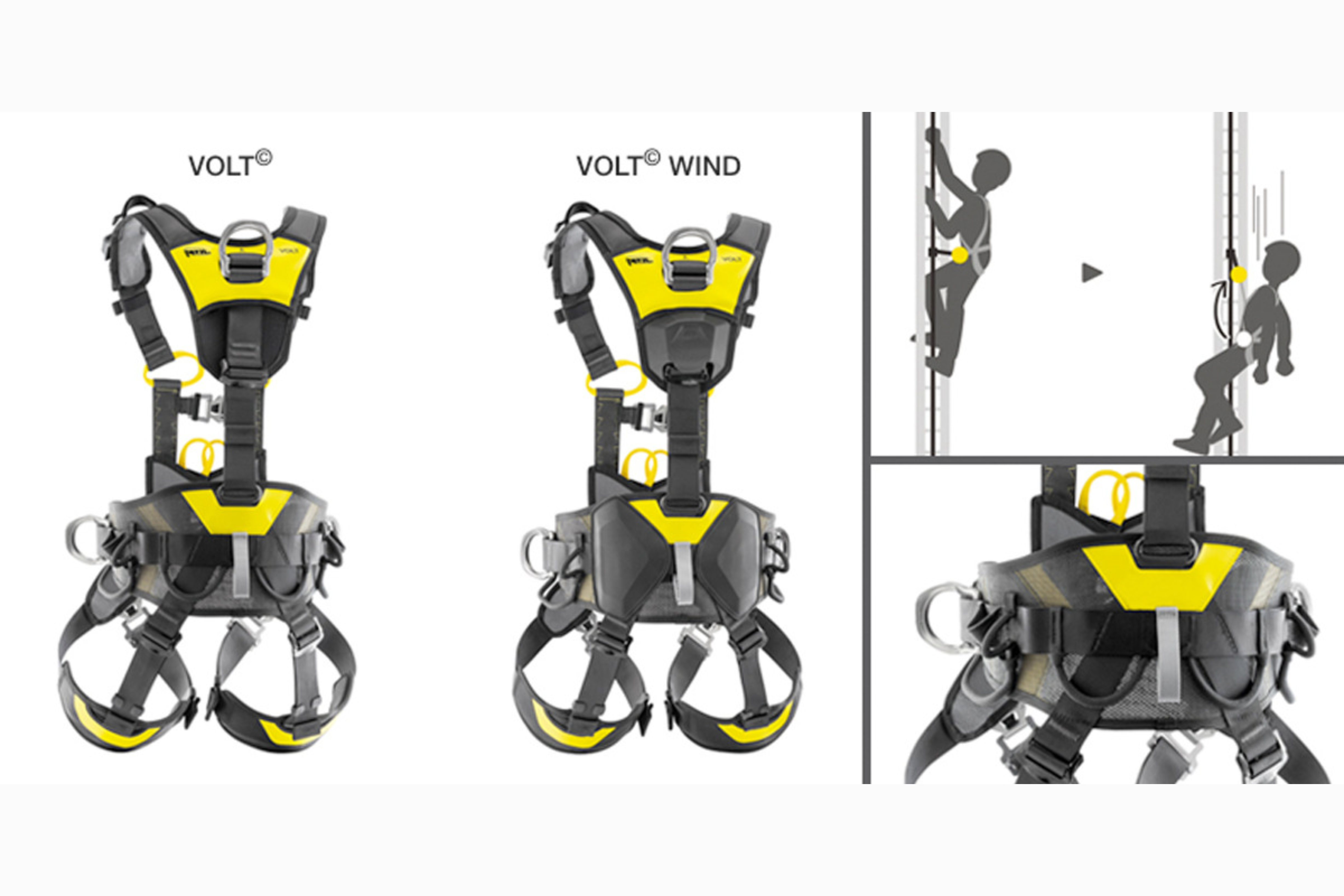 Imagen de dos arneses de la marca Petzl.