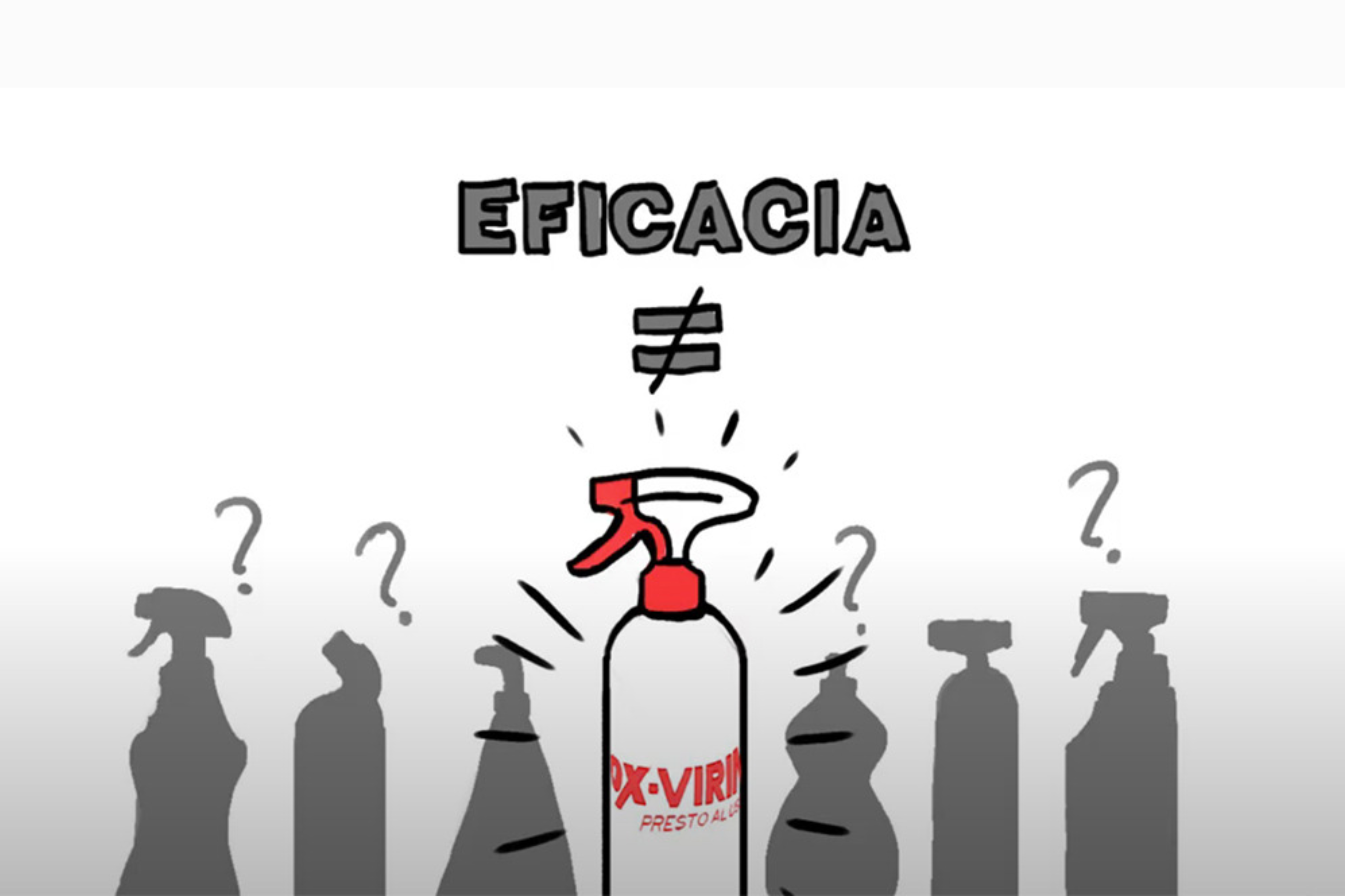 Imagen del dibujo de varios spray de limpiezas con la palabra "eficacia".