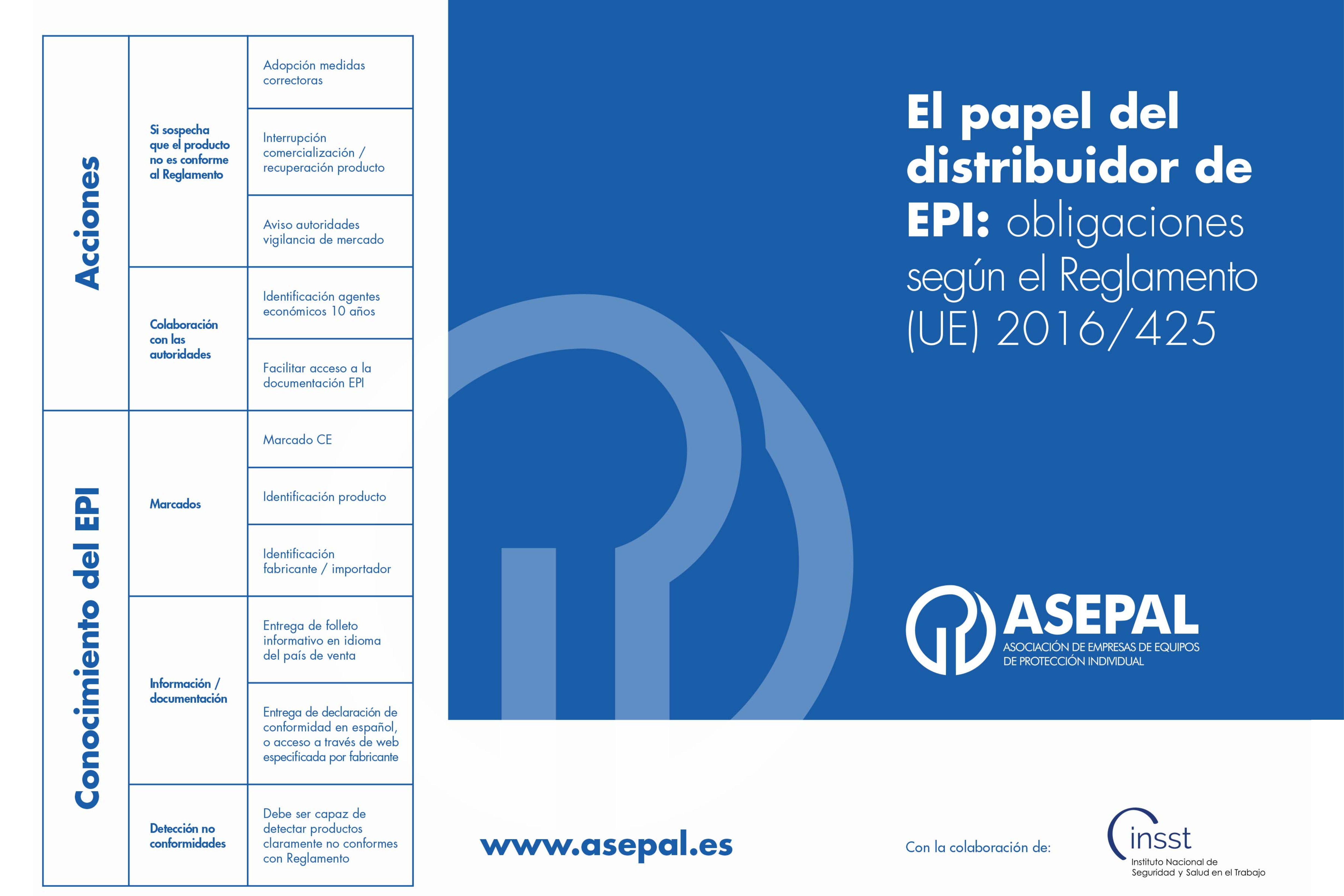 Imagen de un cartel sobre "El papel del distribuidor de EPI" de la Asociación de Empresas de Equipos de Protección Individual.